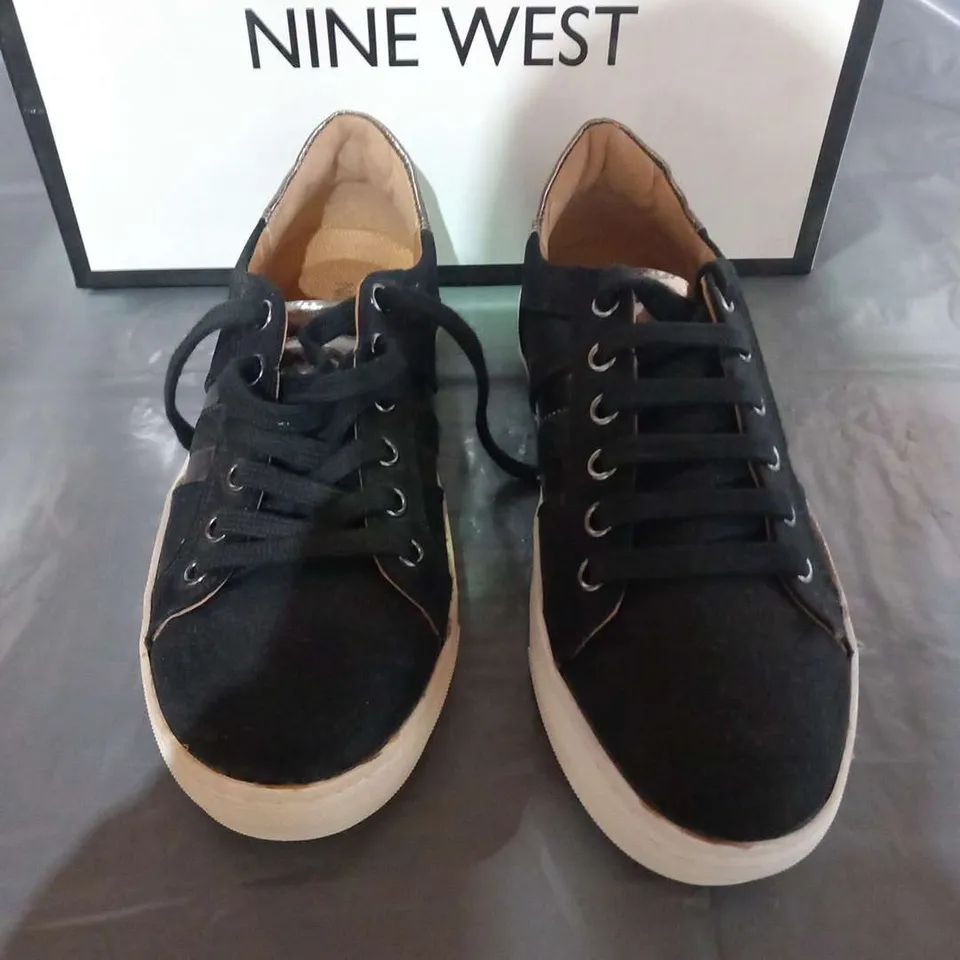 BOXED NINE WEST BLACK SYNTHETIC SNEAKERS SIZE 3