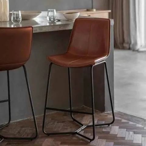 BOXED PAIR OF CROSSLAND GROVE HILO STOOLS - BROWN