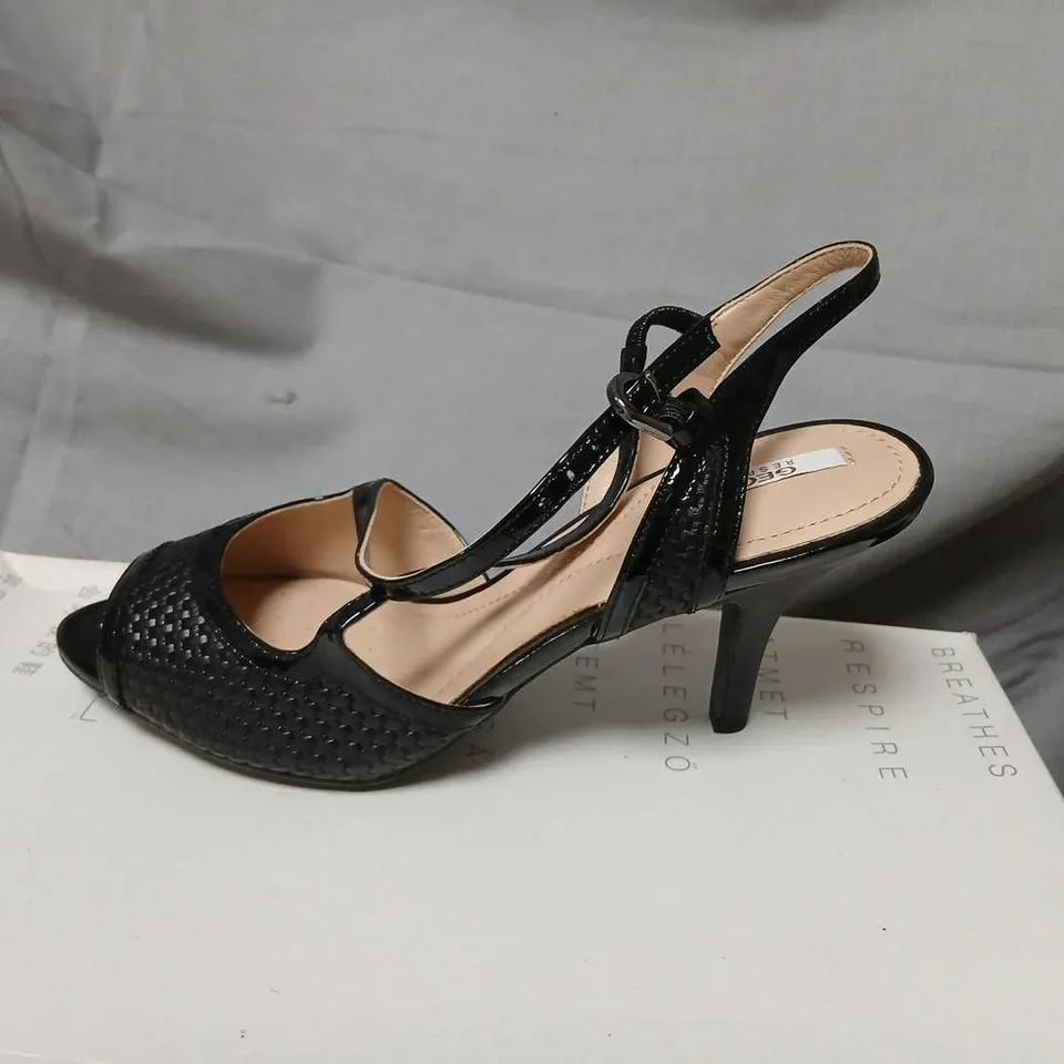 GEOX WOMEN'S BLACK WOVEN LEATHER SANDALS – EU 36 (UK 3.5)