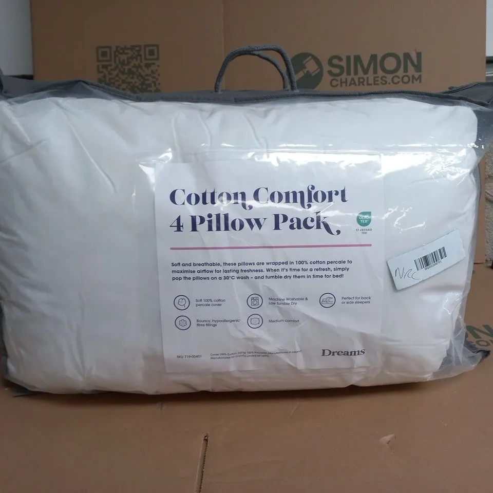 DREAMS COTTON COMFORT 4 PILLOW PACK