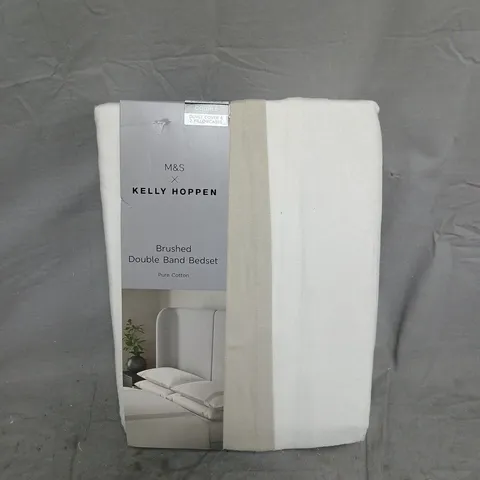 M&S X KELLY HOPPEN BRUSHED DOUBLE BAND BEDSET