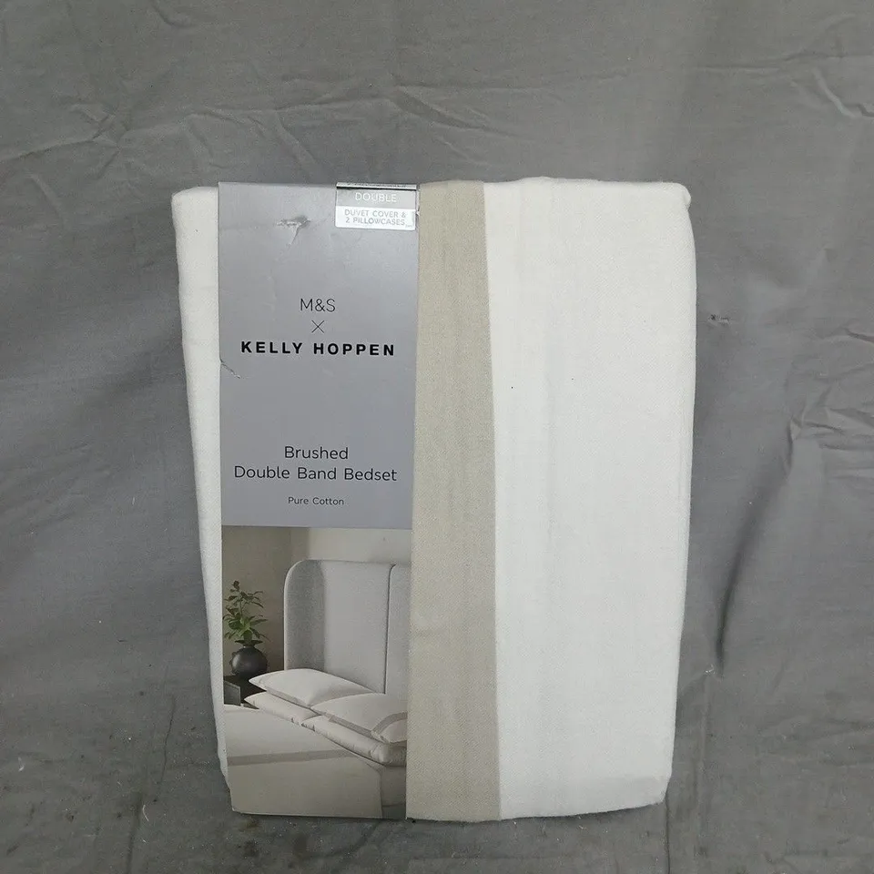 M&S X KELLY HOPPEN BRUSHED DOUBLE BAND BEDSET