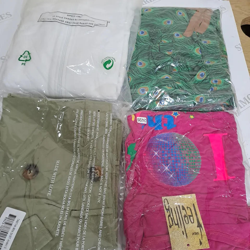 BOX OF ASSORTED CLOTHING ITEMS TOO INCLUDE JUMPERS, SHIRTS AND TROUSERS IN VARIOUS SIZES AND COLOURS   
