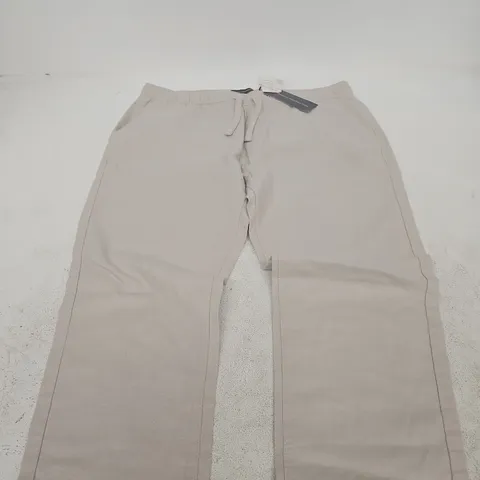 FRENCH CONNECTION BEIGE DRAWSTRING TROUSERS – SIZE M