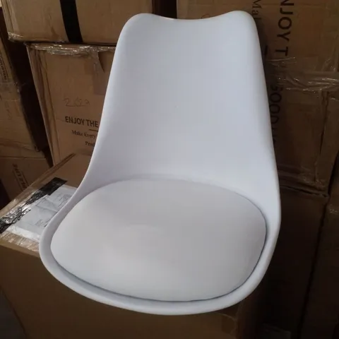 BOXED SET OF 2 WHITE PLASTIC DINING CHAIRS 