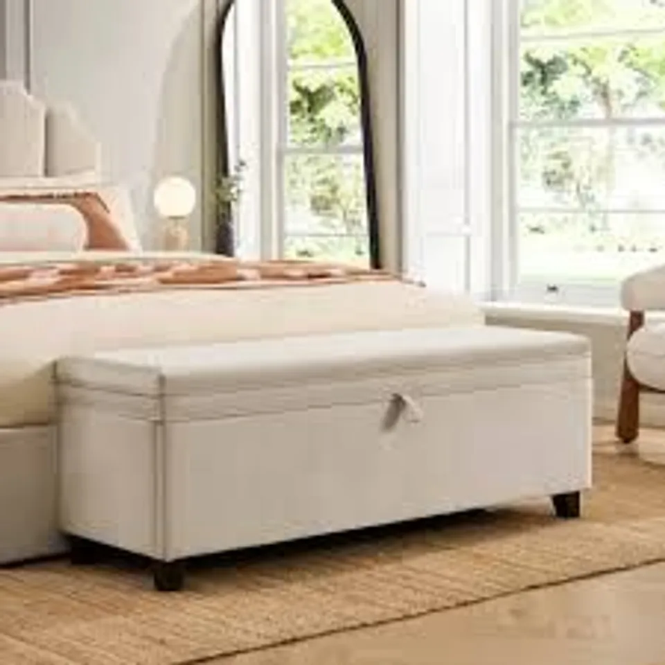 BOXED DUSK WINDERMERE STORAGE OTTOMAN - ECRU (1 BOX)
