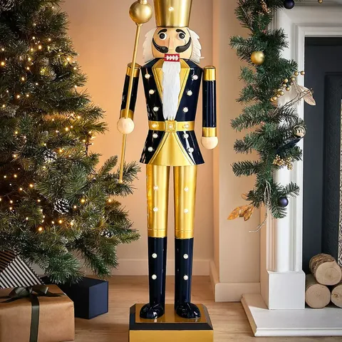 BOXED THREE KINGS IN-LIT GIANT NUTCRACKER NAVY & GOLD 