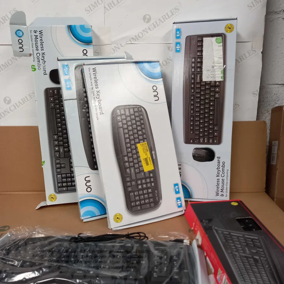 LOT OF APROX 6 ASSORTED KEYBOARDS TO INCLUDE ONN & BLACKWEBB