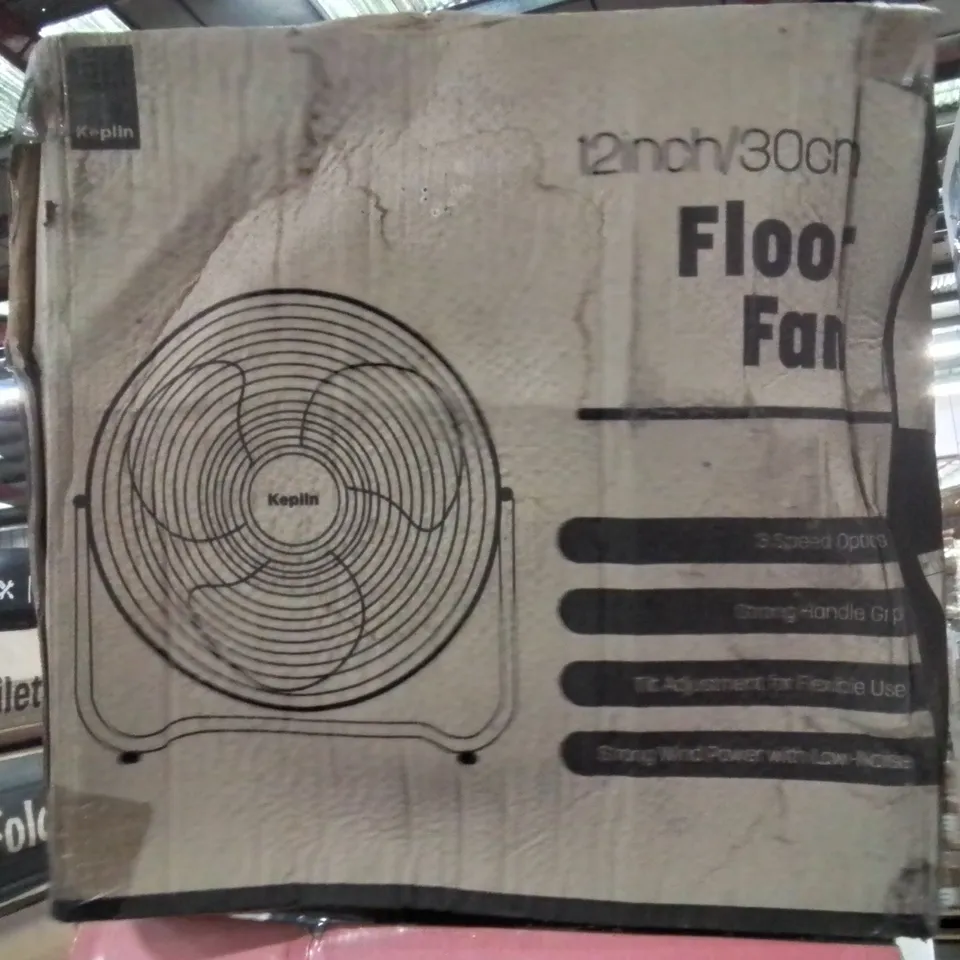 BOXED 12" FLOOR FAN.