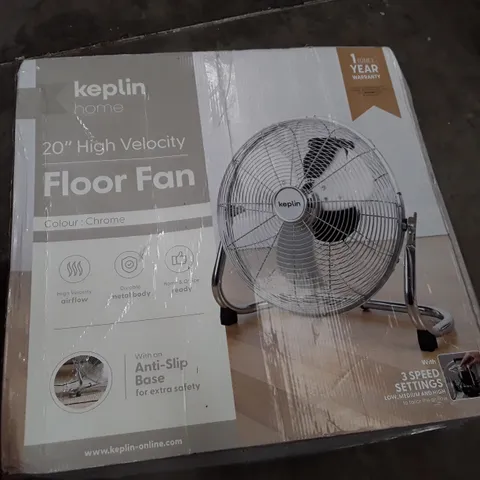BOXED KEPLIN 20" HIGH VELOCITY FLOOR FAN - CHROME