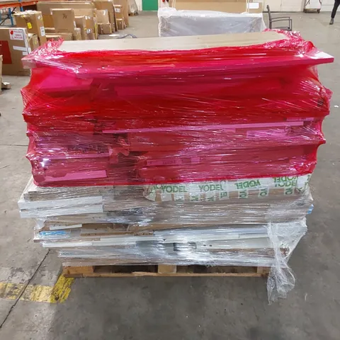 PALLET OF ASSORTED INCOMPLETE FURNITURE PARTS AND PANELS