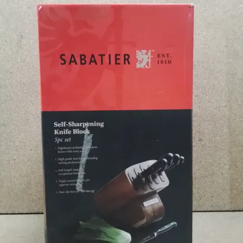 BOXED SABATIER SELF SHARPENING KNIFE BLOCK 5 PIECE SET