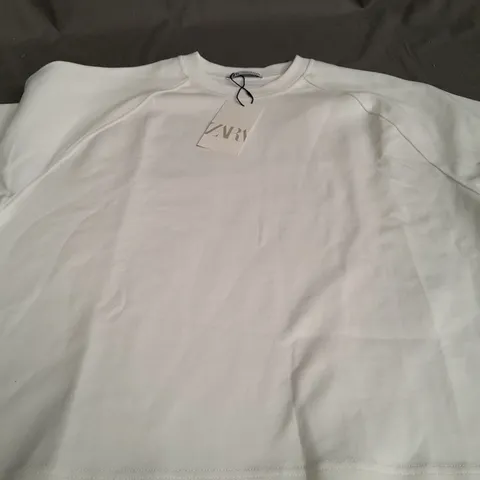 ZARA WHITE SHORT SLEEVE JUMPER - EUR SMALL
