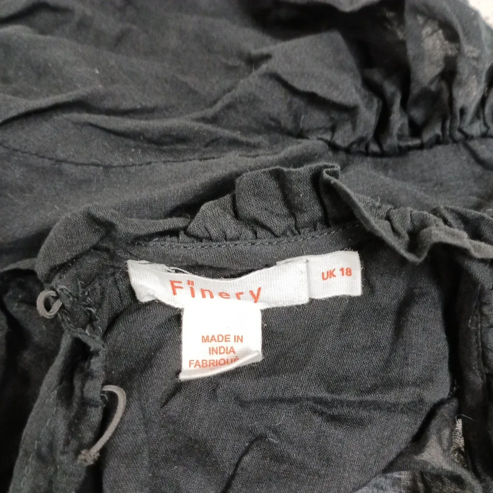 FINERY LONDON 100% COTTON VOILE TOP BLACK SIZE 18