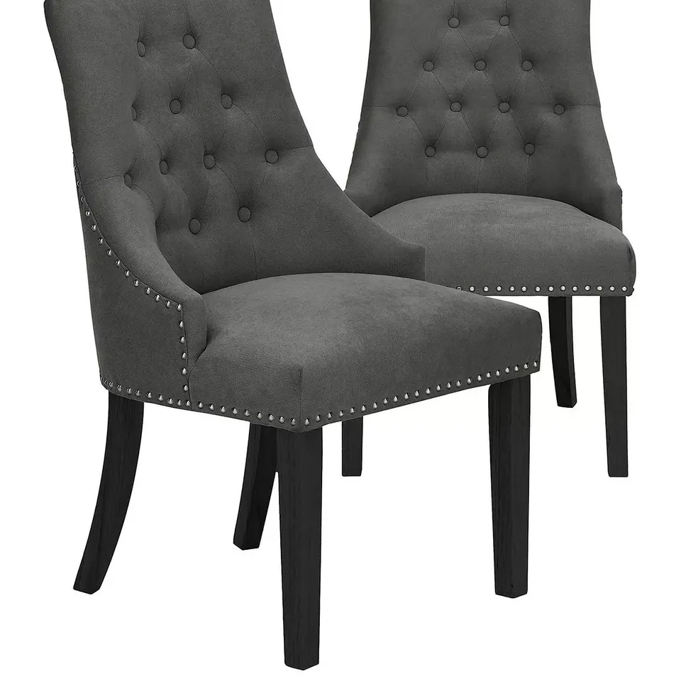 WARWICK FABRIC DINING CHAIR- CHARCOAL/BLACK