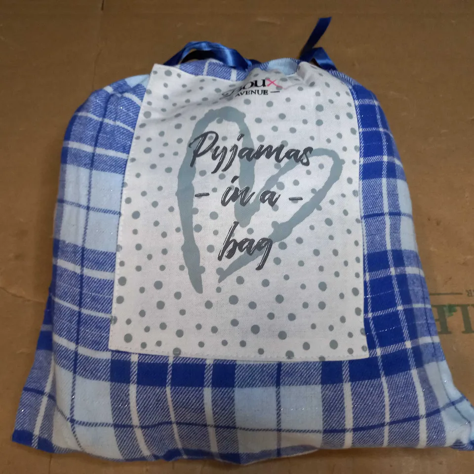 BOUX AVENUE PJS IN A BAG - BLUE/WHITE LONG SLEEVED PJS SIZE 10