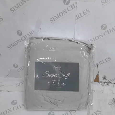 COZEE HOME SUPERSOFT SHEET SET LIGHT GREY DOUBLE
