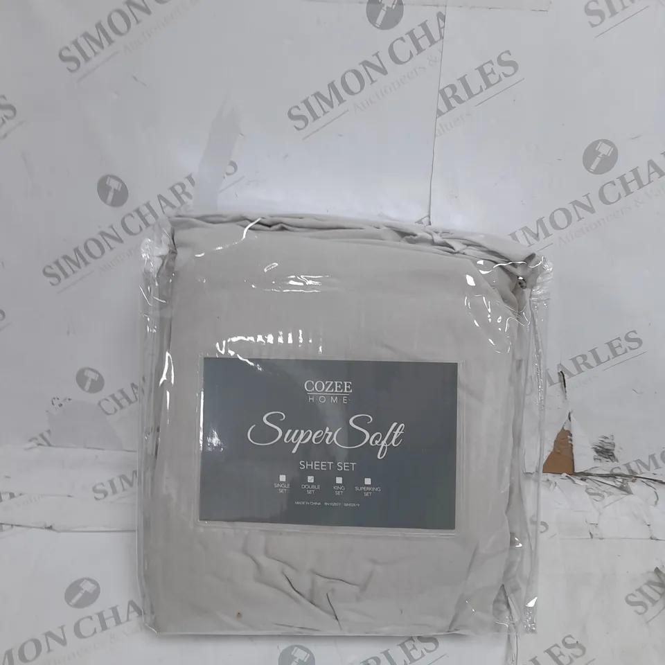COZEE HOME SUPERSOFT SHEET SET LIGHT GREY DOUBLE