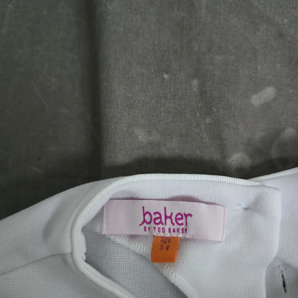 BAKER BY TED BAKER GIRLS’ DRESS – WHITE BODICE WITH LIGHT BLUE FLORAL SKIRT, UK 3-4 YEARS