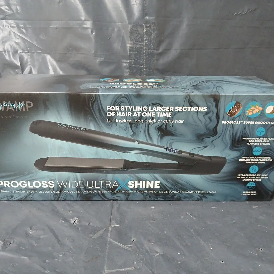 REVAMP PROGLOSS WIDE ULTRA X SHINE CERAMIC HAIR STRAIGHTENER 