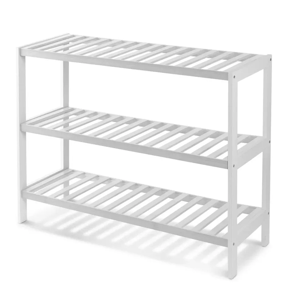 BOXED KEPLIN 3 TIER BAMBOO SHOE RACK - WHITE