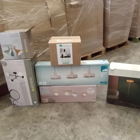 PALLET TO CONTAIN APPROXIMATELY 29 DESIGNER INDOOR LIGHTING PRODUCTS TO INCLUDE; FLOOR LAMPS, LAMPS, WALL LIGHTS, CEILING LIGHTS ETC