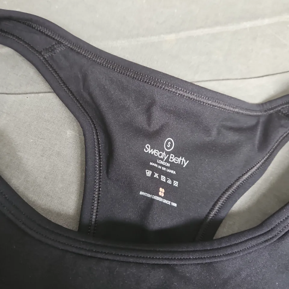SWEATY BETTY POWER MEDIUM IMPACT CROP GYM TANK IN BLACK - SMALL