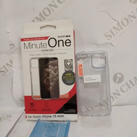 LOT OF 5 MINUTE ONE PREMIUM CLEAR CASE AND GLASS SCREEN PROTECTOR FOR IPHONE 12 MINI