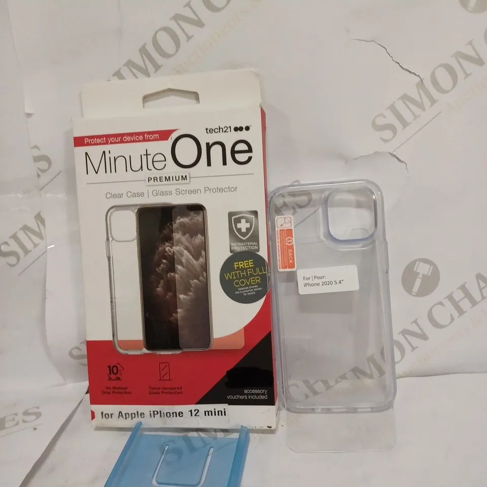 LOT OF 5 MINUTE ONE PREMIUM CLEAR CASE AND GLASS SCREEN PROTECTOR FOR IPHONE 12 MINI