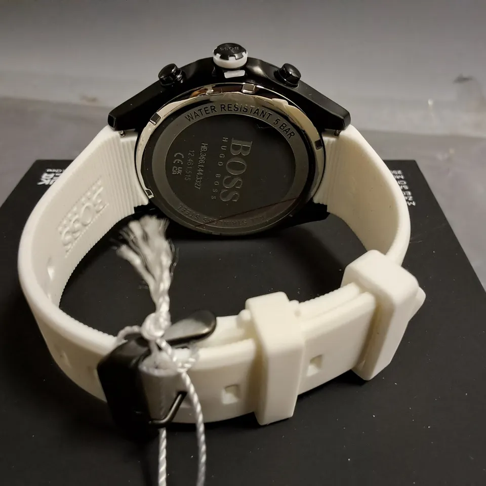 HUGO BOSS ALL STAINLESS STEEL BLACK DIAL GENTS WATCH 