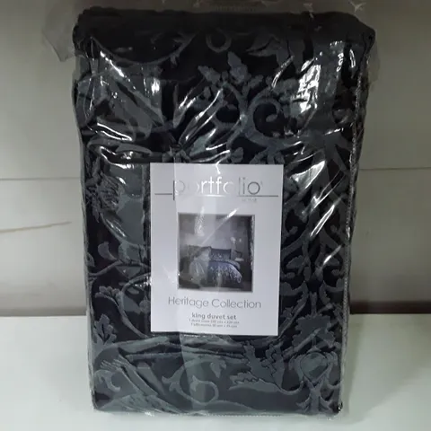 PORTFOLIO HERITAGE COLLECTION KING DUVET SET IN MIDNIGHT BLUE