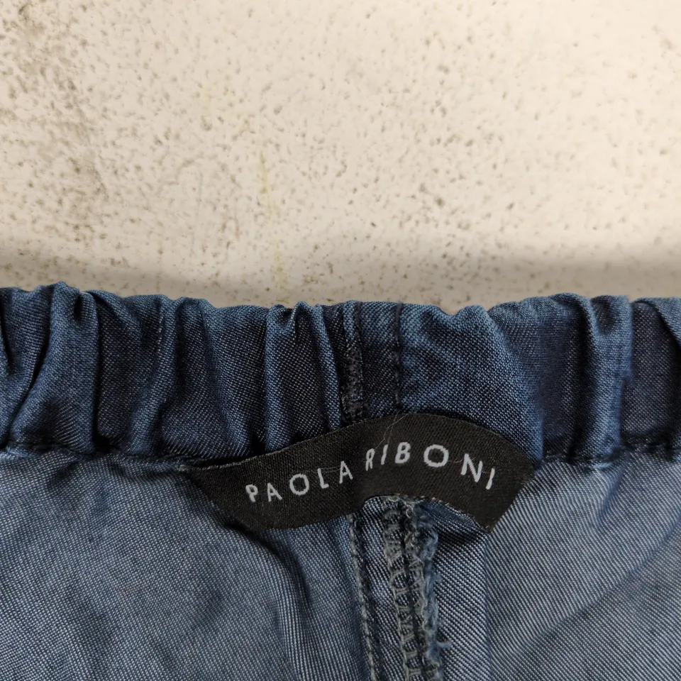 PAOLA RIBONI WOMEN'S DRAWSTRING WAIST DENIM TROUSERS – BLUE SIZE M