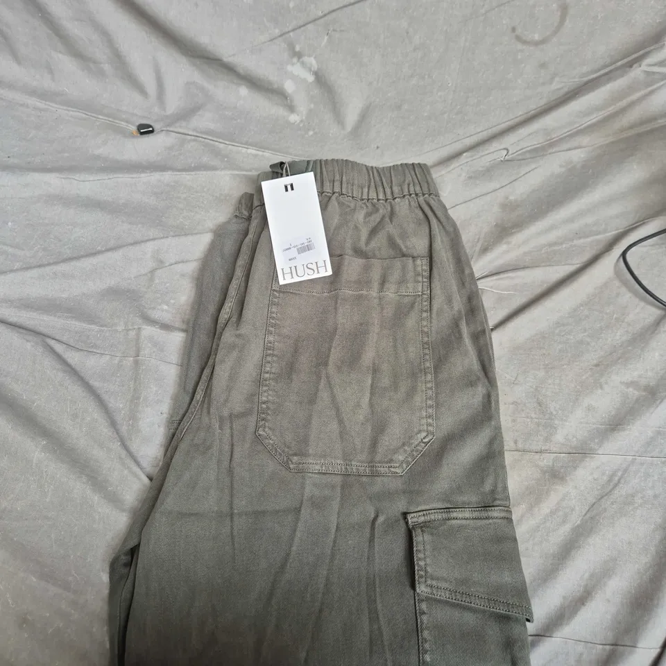 HUSH AVA WASHED CARGO TROUSERS – IVY GREEN, UK 14