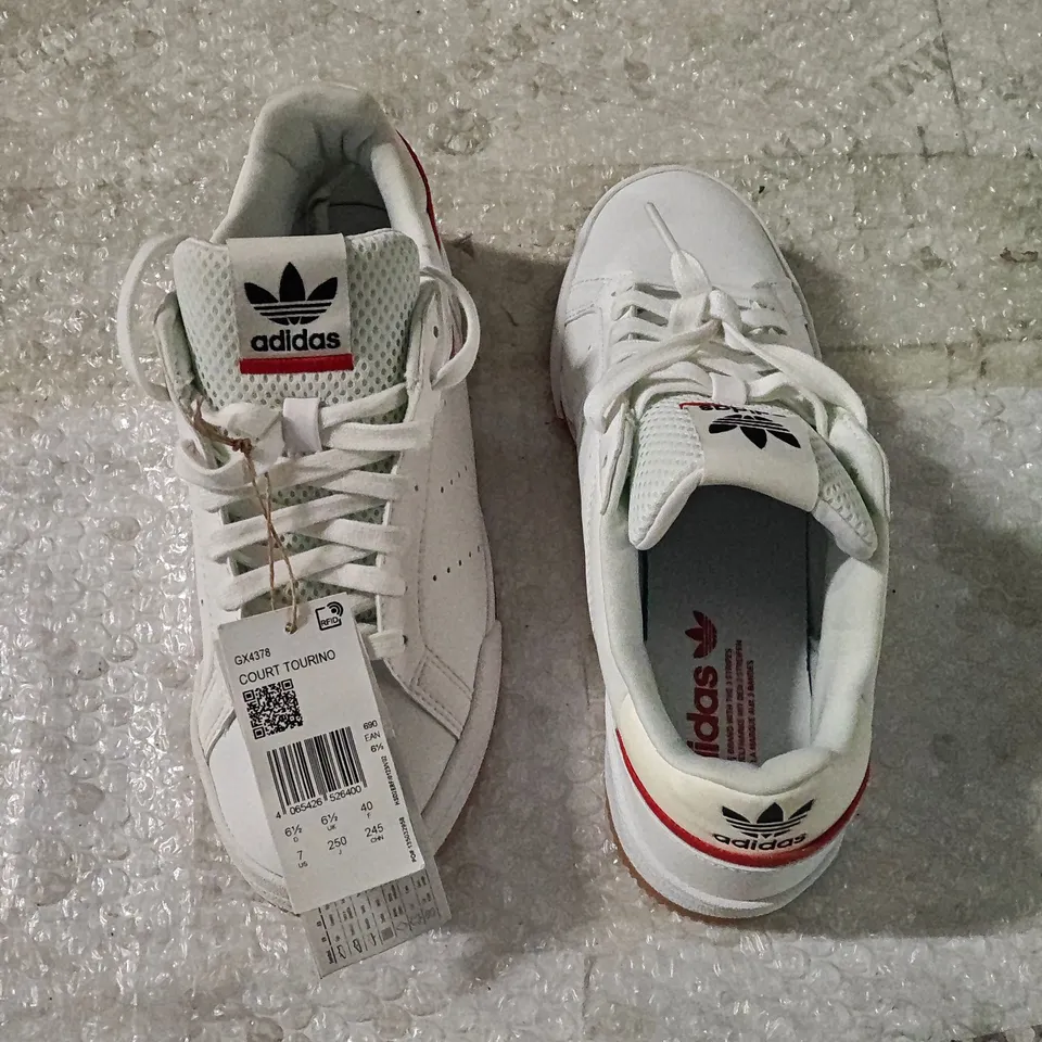 ADIDAS COURT TOURINO TRAINERS – WHITE, UK 6.5 – WITH TAGS