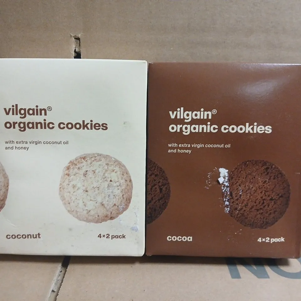 APPROXIMATELY 10 BOXES OF VILGAIN ORGANIC COOKIES TO INCLUDE COCONUT & COCOA