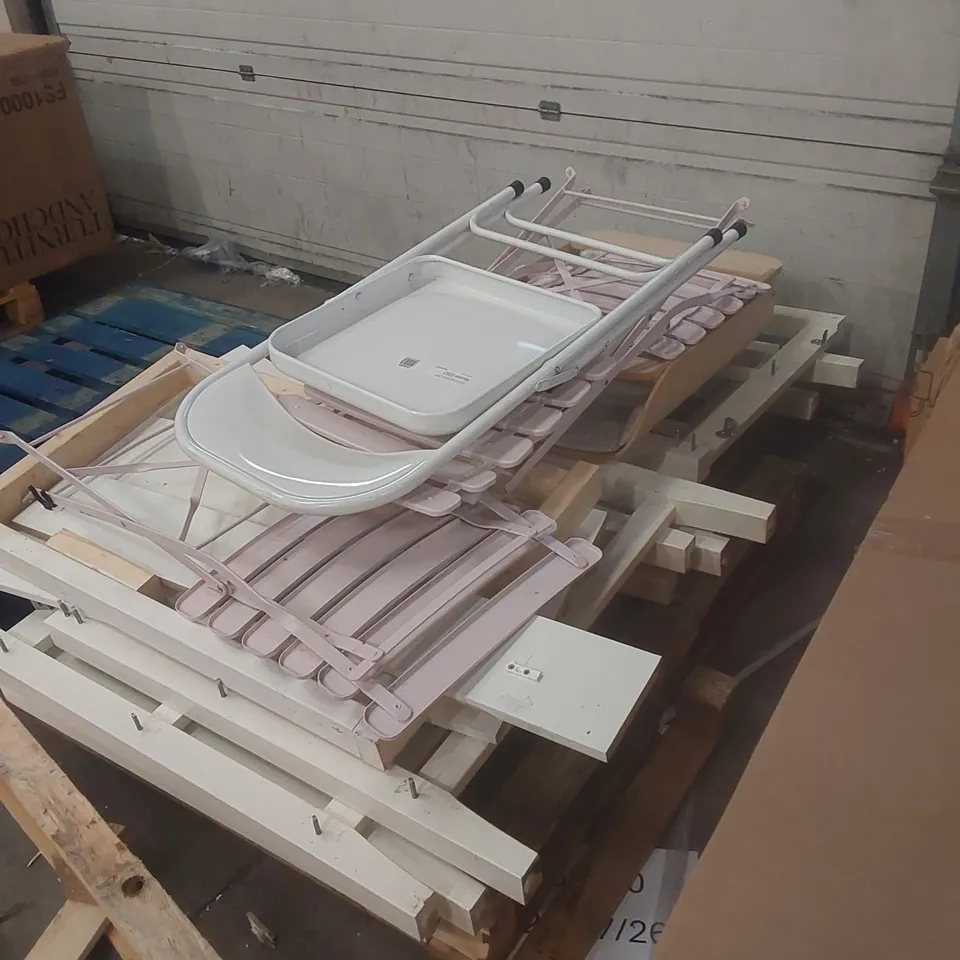 PALLET CONTAINING ASSORTED FURNITURE PARTS AND CHAIRS