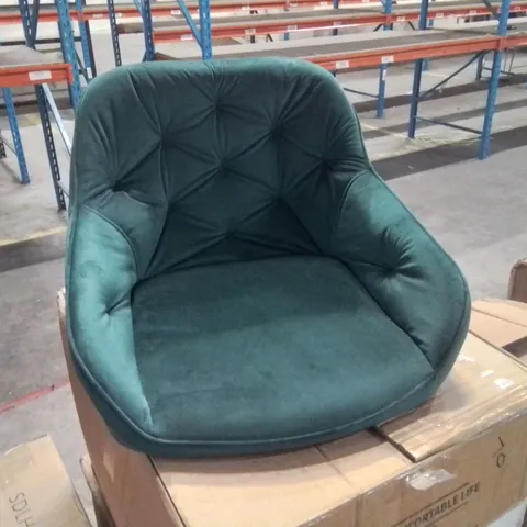 BOXED GARVIES SET OF TWO GREEN VELVET DINING CHAIRS