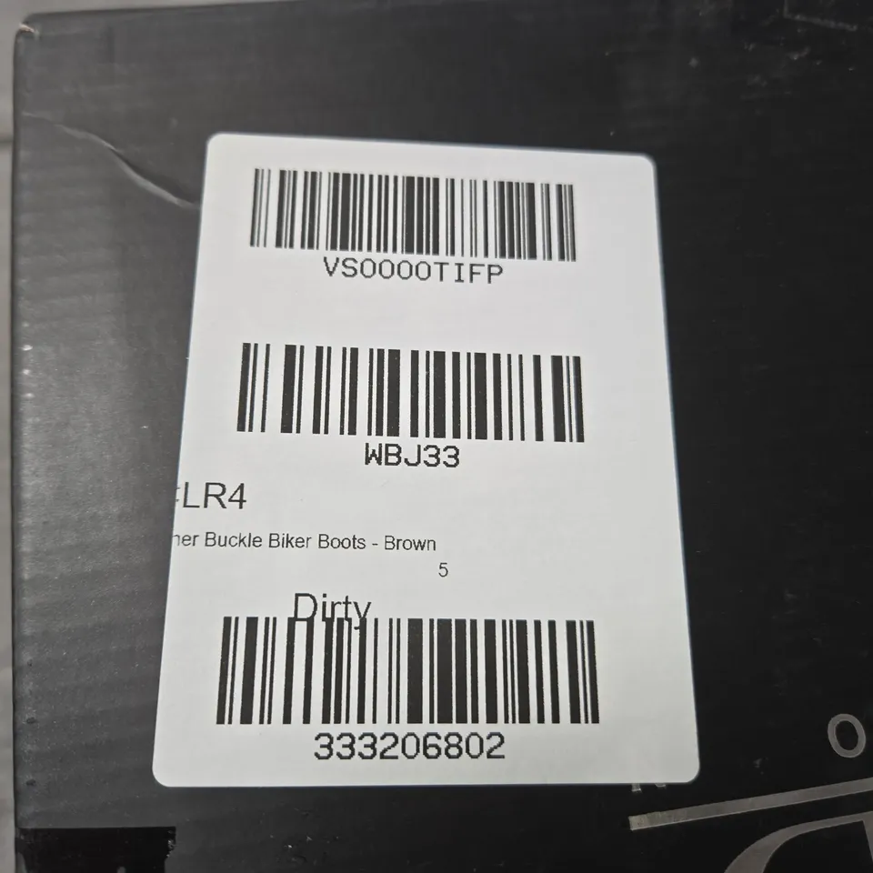 RAID LEATHER BUCKLE BIKER BOOTS - BROWN (UK 5)