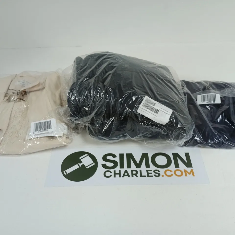 APPROXIMATELY 25 ASSORTED CLOTHING ITEMS IN VARIOUS SIZES, STYLES & COLOURS TO INCLUDE BRANDS SUCH AS RUTH LANGSFORD, CENTIGRADE, HELENE BERMAN, ETC - COLLECTION ONLY