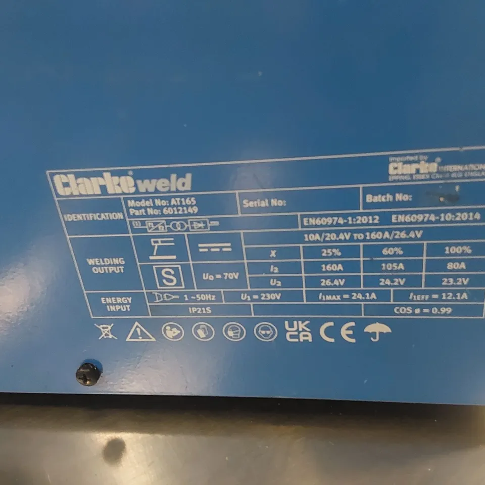 CLARKE AT165 160 AMP ARC/TIG/MMA INVERTER WELDER