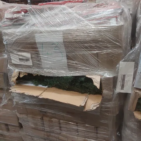 PALLET CONTAINING A VERY LARGE QUANTITY OF ASSORTED ITEMS INCLUDING: ARTIFICIAL CHRISTMAS TREES, CHRISTMAS PAPER LARGE STORAGE CASES ECT