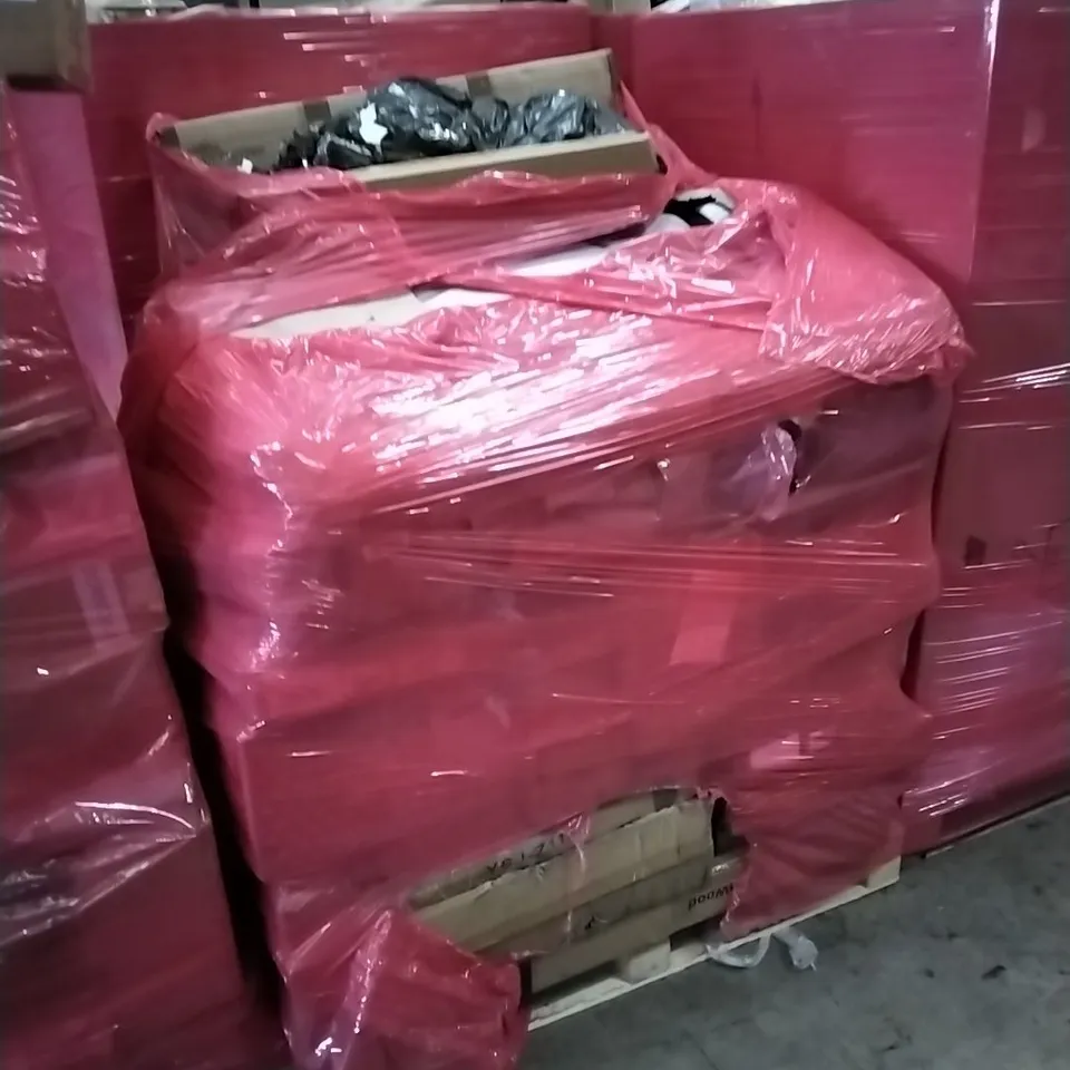 PALLET OF ASSORTED HOUSEHOLD GOODS AND PRODUCTS TO INCLUDE; BABY PLAYPEN, BED RELATED PRODUCTS, BOXED FURNITURE ETC