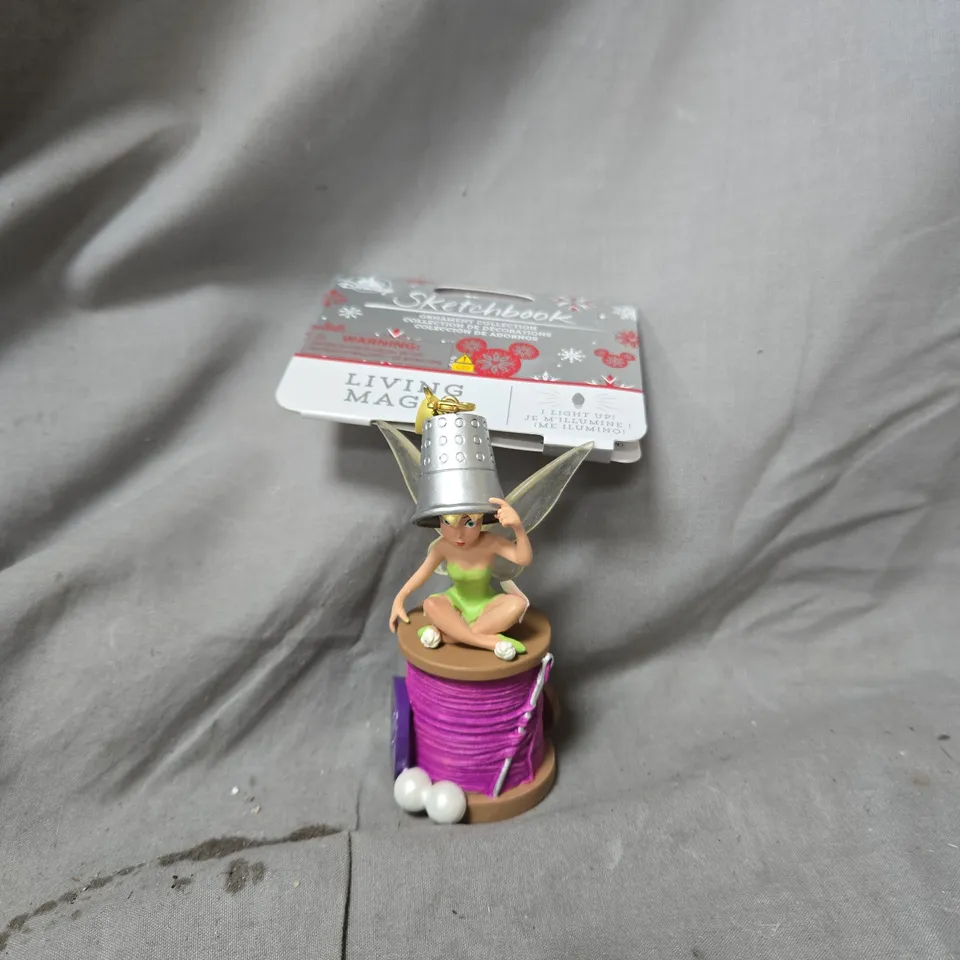 DISNEY SKETCHBOOK TINKERBELL LIVING MAGIC FAIRY FIGURINE ON SPOOL ORNAMENT