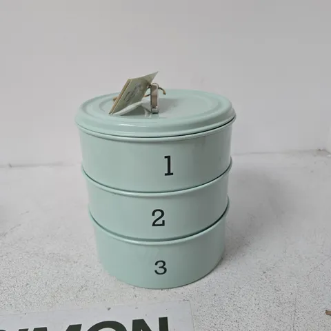 LIVING NOSTALGIA 3-TIER STORAGE TINS SET, MINT GREEN