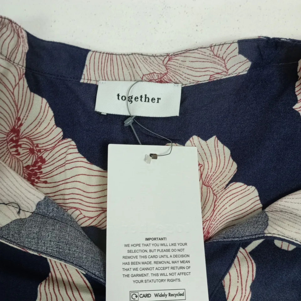 TOGETHER FLORAL PRINT TIERED DRESS NAVY SIZE 16