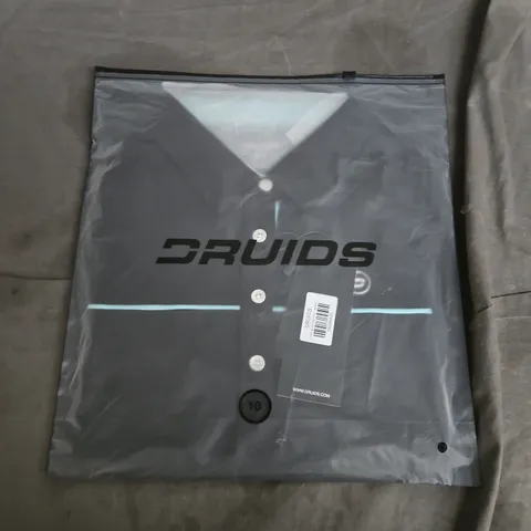BAGGED DRUIDS LADIES BLOCK PIQUE POLO SHIRT β BLACK, UK SIZE 10