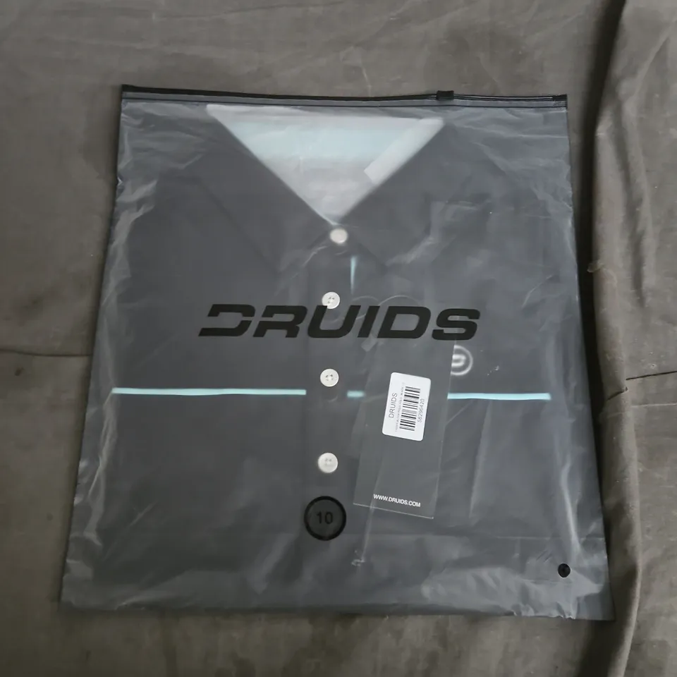 BAGGED DRUIDS LADIES BLOCK PIQUE POLO SHIRT – BLACK, UK SIZE 10
