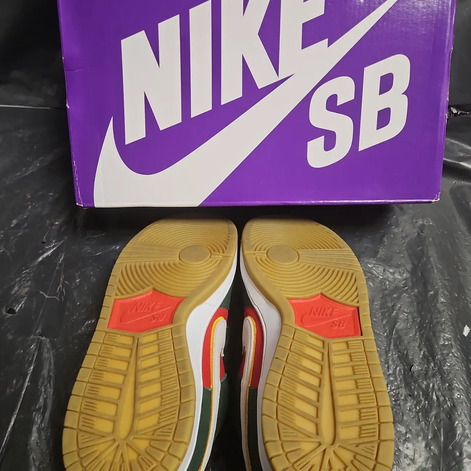 NIKE SB DUNK LOW PRO PRM SNEAKERS – RED/GREEN/YELLOW (US MENS 10 / US WOMENS 11.5)