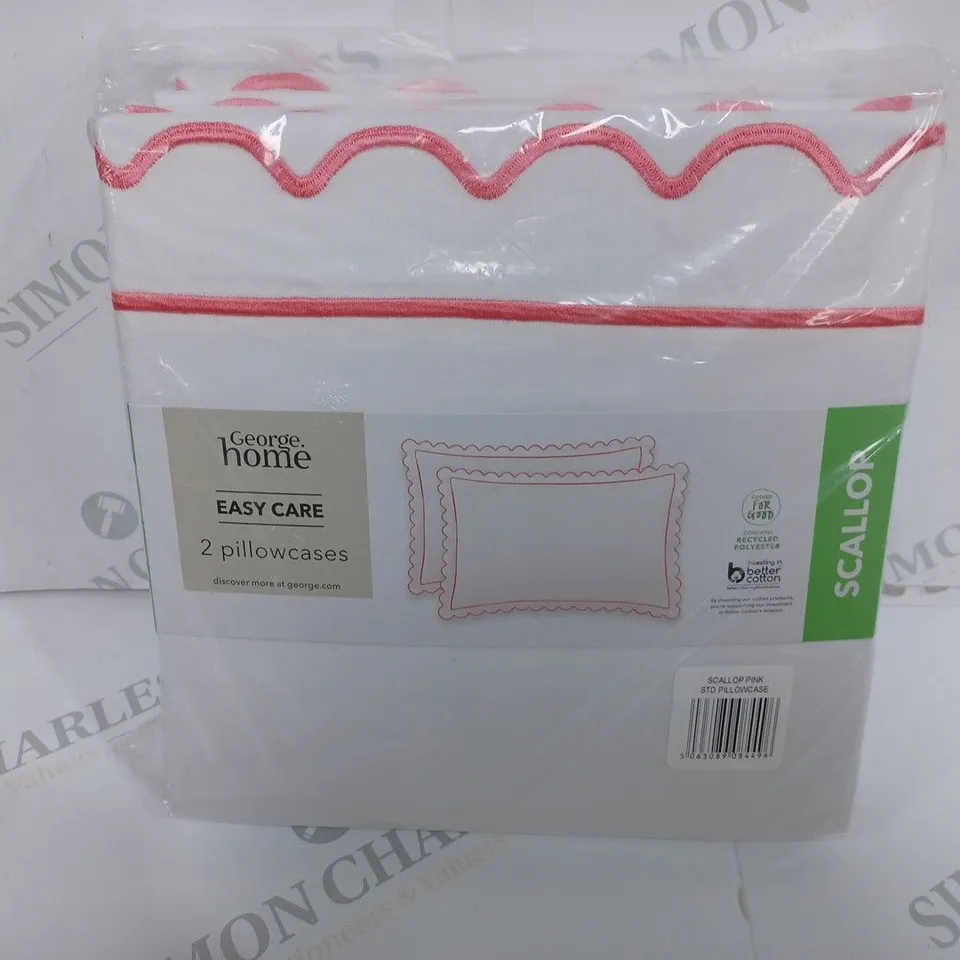 BOX OF APPROX 30 GEORGE HOME SCALLOPED PILLOWCASE - WHITE/PINK