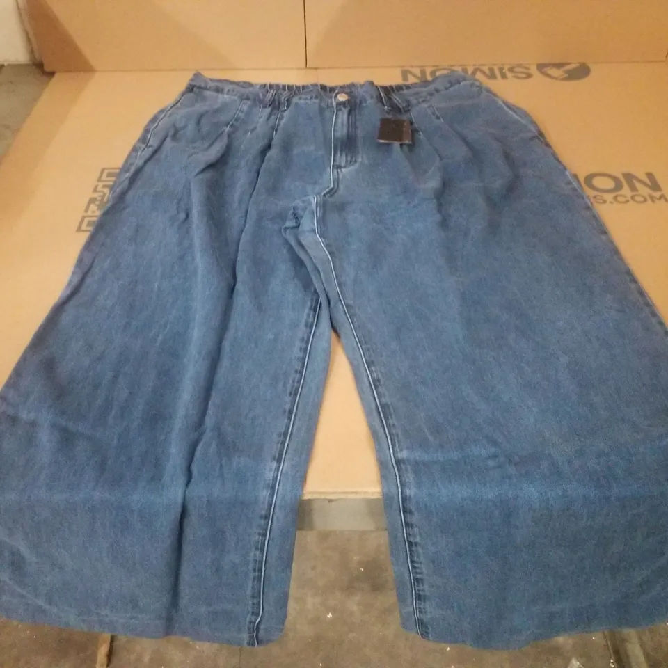 BOX CONTAINING APPROXIMATELY 8 BRAND NEW SIMPLY BE MID BLUE WIDE LEG TROUSERS - SIZE 20R